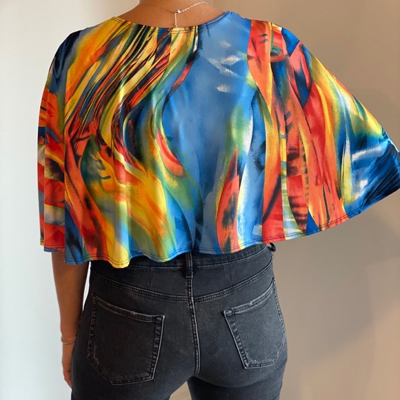 MultiColor Bat Sleeve Bodysuit size Medium - Picture 3 of 3